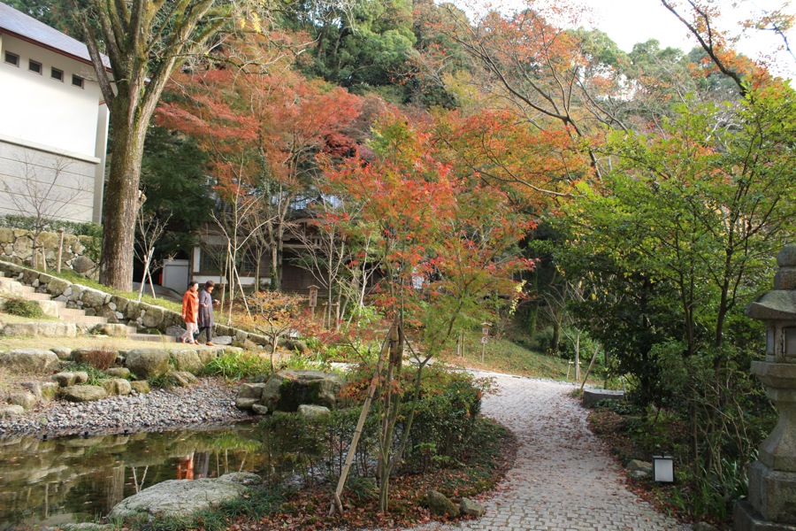 入口上樓梯，中間的庭園